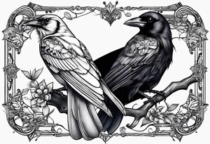 A Butterfly and a Raven, they have the same size tattoo idea