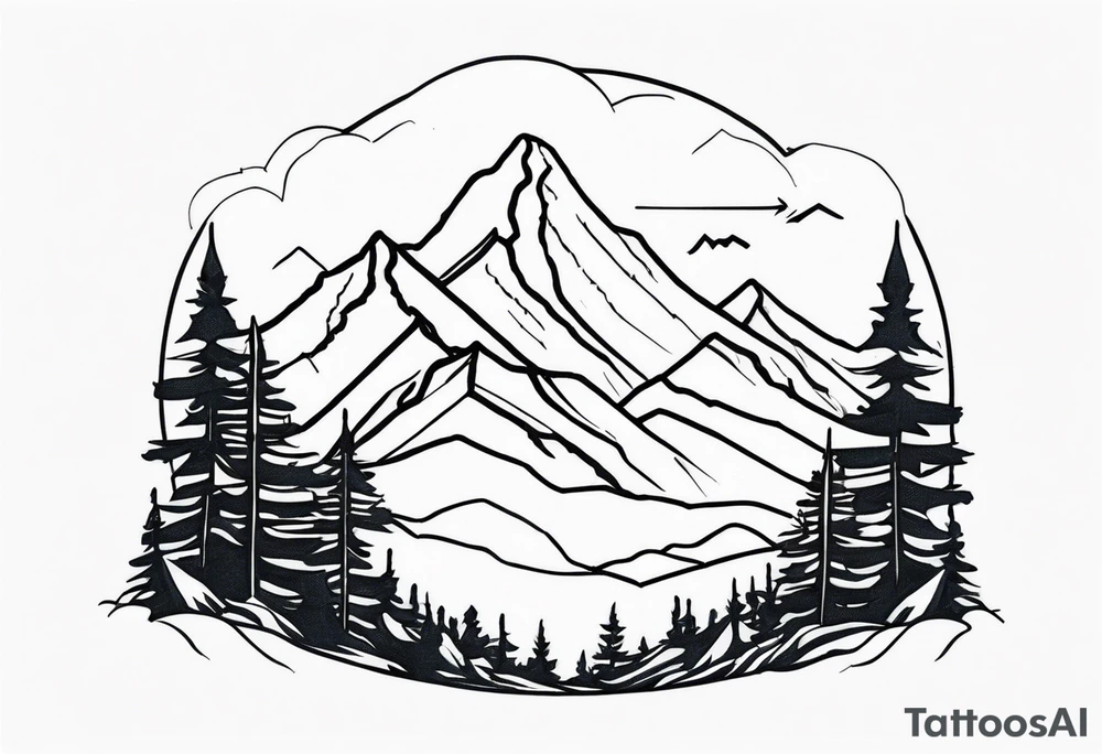 mountains trees tattoo idea