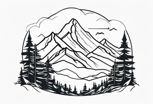 mountains trees tattoo idea