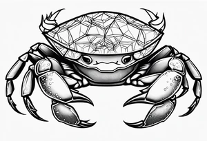 Dainty crab holding  an cocktail  fine line tattoo idea