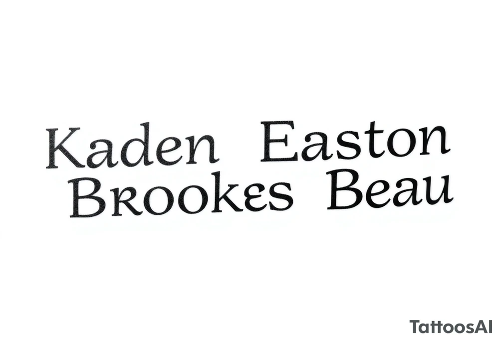 Kaden Easton Brooks Beau made into a crossword puzzle tattoo idea