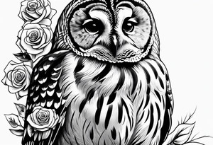 Barred owl with a rose tattoo idea