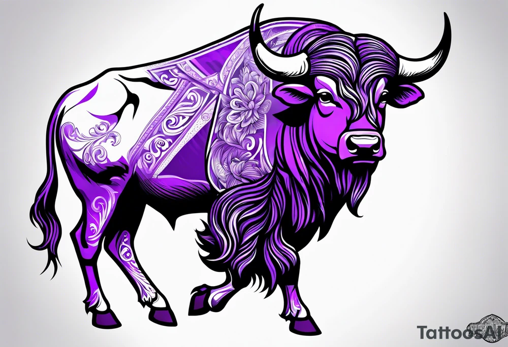 purple buffalo tattoo idea