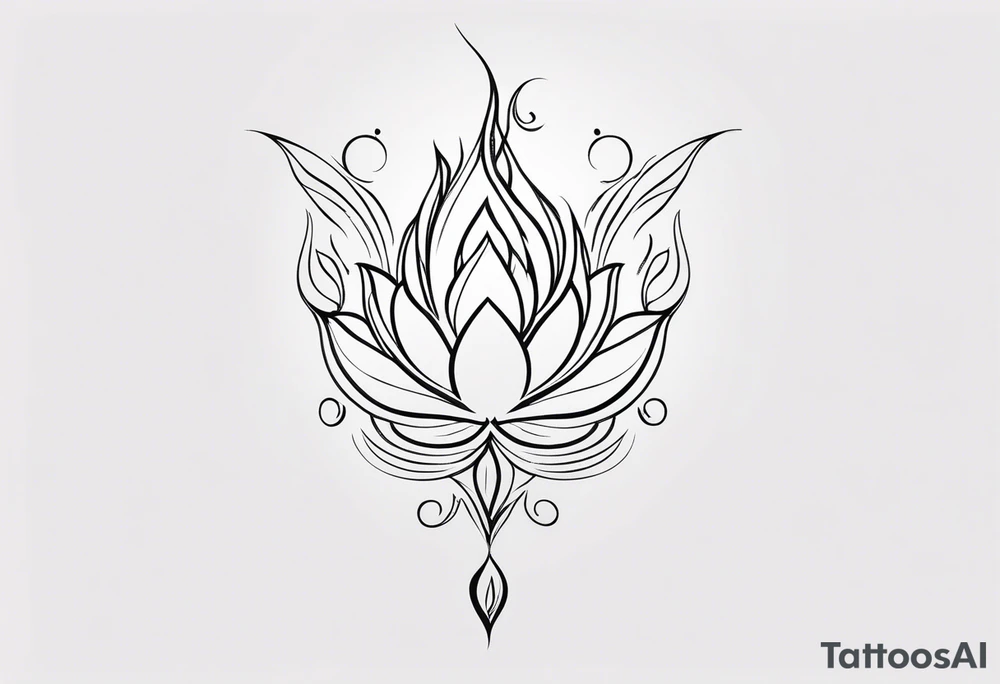 one vertical tattoo that combines lotus flower, phoenix and helix, strength and resilience symbols tattoo idea