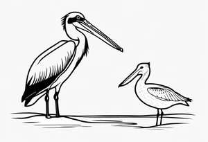 pelican and sandpiper, simple, dainty, realistic tattoo idea