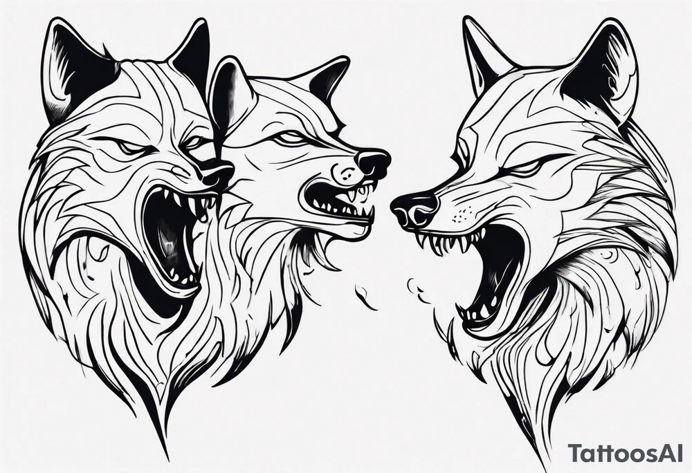 two wolves with their mouths closed and dancing on their hind legs. tattoo idea two wolves with their mouths closed and dancing on their hind legs. tattoo idea
