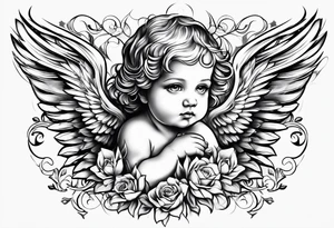 Small  young baby angel tattoo idea