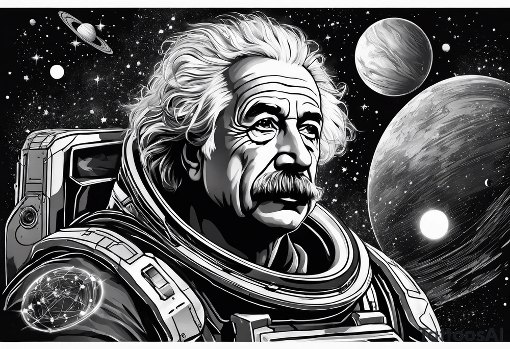 Spartan, outer space, Einstein, physics, writing, sleeve tattoo tattoo idea Spartan, outer space, Einstein, physics, writing, sleeve tattoo tattoo idea