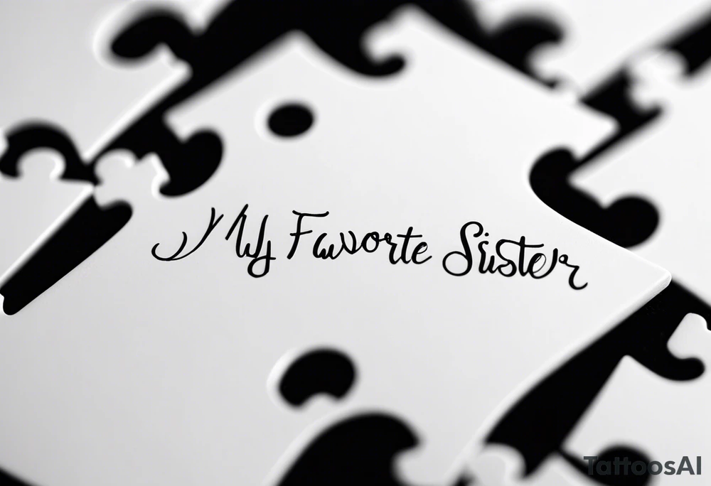 Fine line tattoo that has my sister's hand writing "my favorite sister" written inside of a single puzzle piece. Simple tattoo that will be on my ankle and is done in memory of my sister. Have the words outlining the puzzle piece tattoo idea
