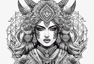 kaali with multiple arms with weapons tattoo idea