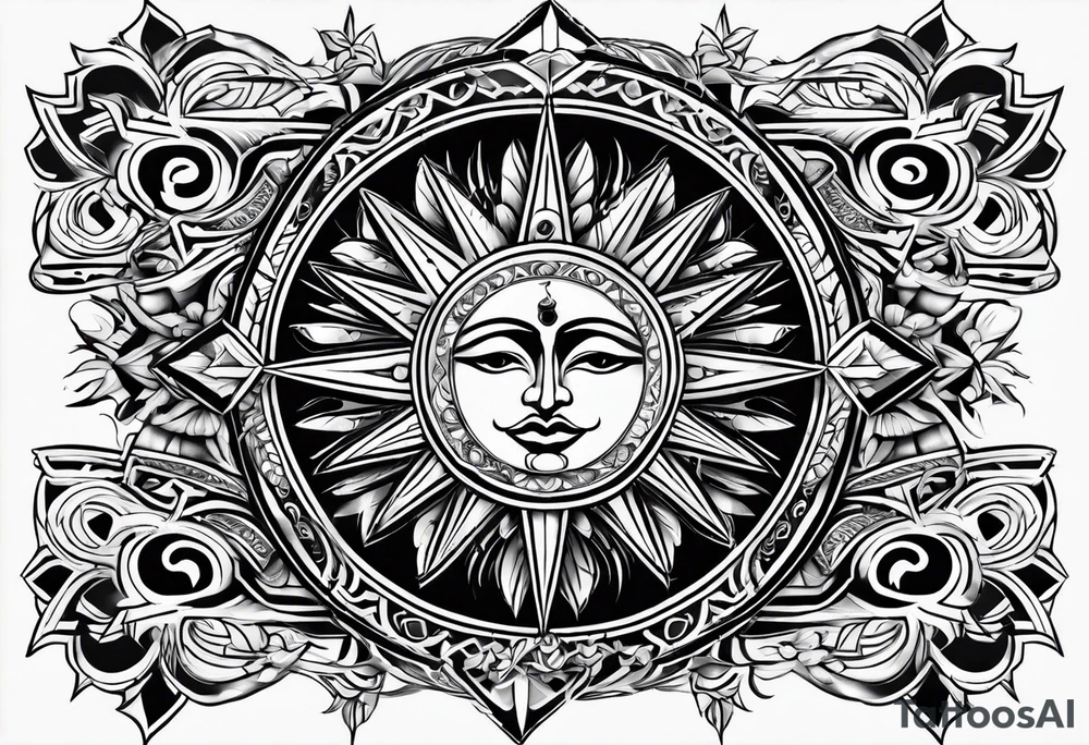 3 stars and a sun tattoo idea