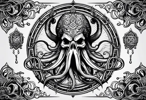 Kraken,  with rune on forehead tattoo idea