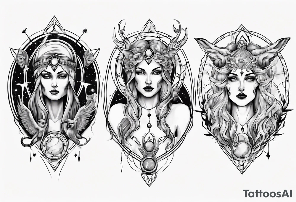 The High Priestesses. Hecate, Artemis and Selene. tattoo idea