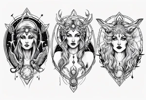 The High Priestesses. Hecate, Artemis and Selene. tattoo idea