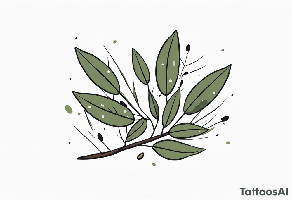 rock tattoo with olive leaves around it tattoo idea