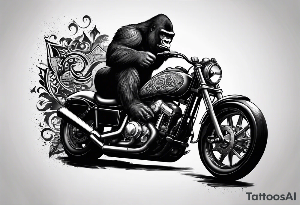 gorilla motorcycle microphone tattoo idea