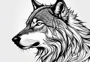 Fierce wolf side view tattoo idea