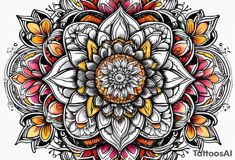 Mandela flower spiritual chakra earthly divine tattoo idea