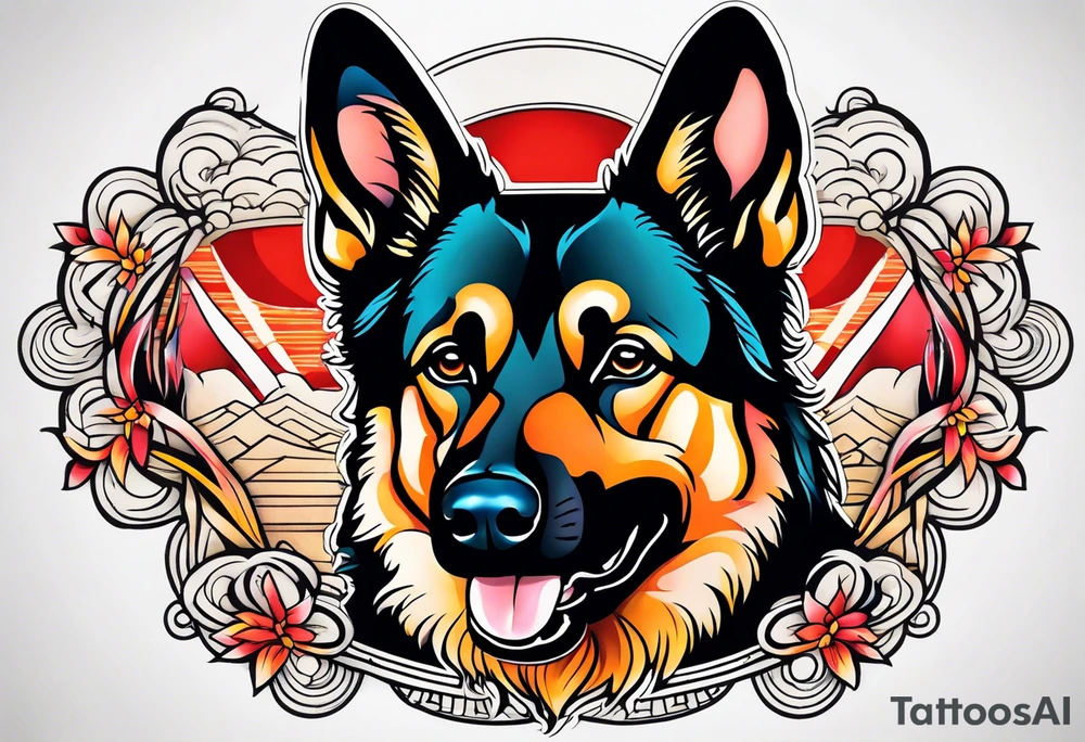 German shepherd dog tattoo idea