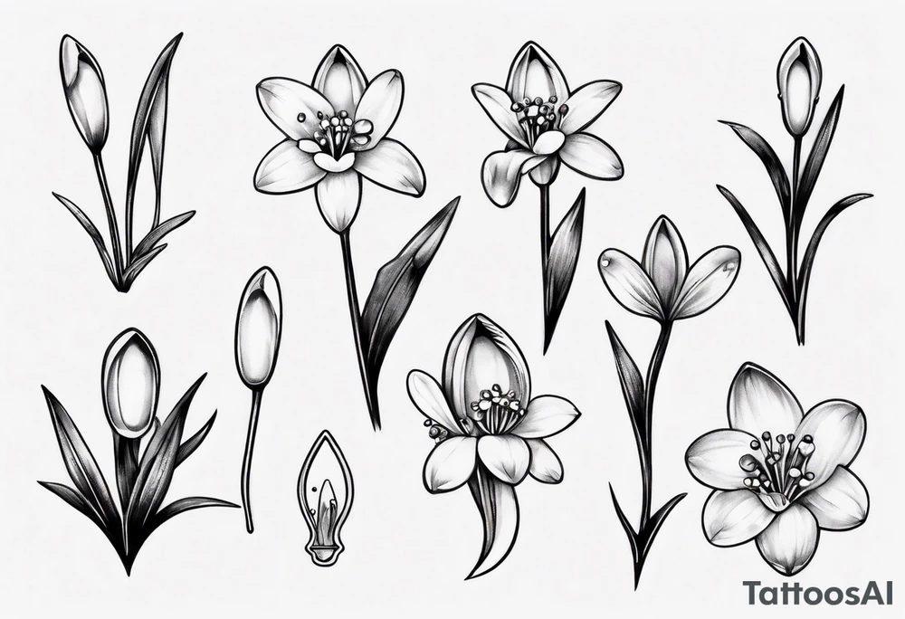 Snowdrop and jewels tattoo idea