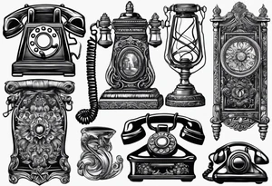 vintage theme phone tattoo idea