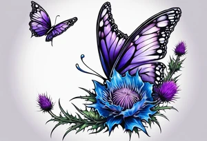 Thistle fairy purple and blue tattoo idea