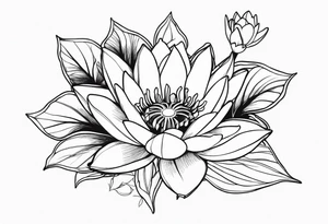 waterlily and morning glory boquet tattoo idea