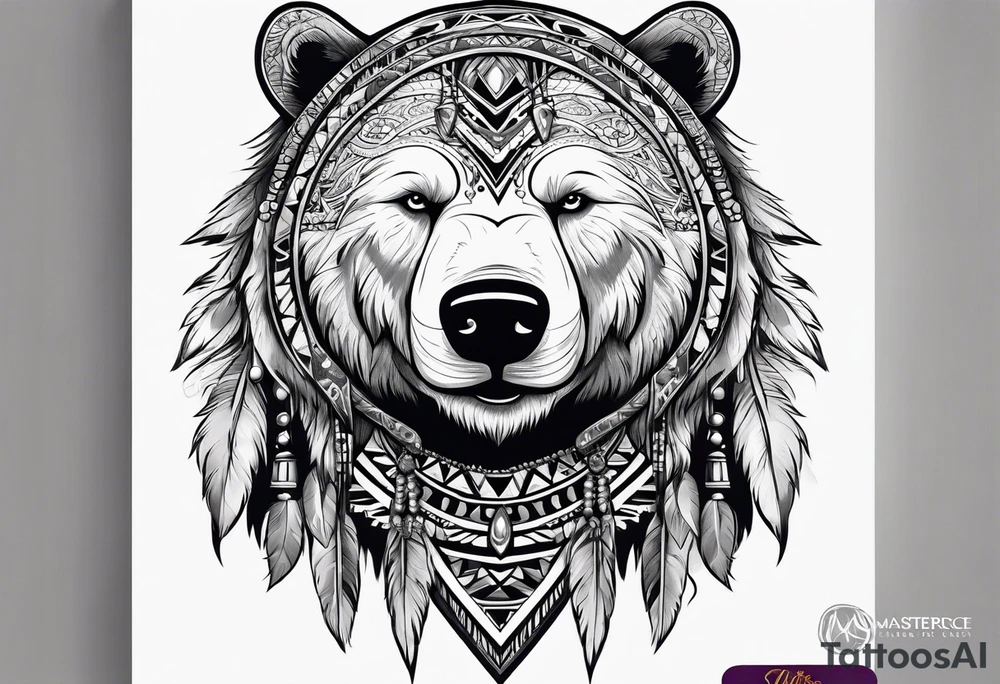 Snow bear shaman head tattoo idea