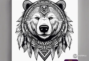 Snow bear shaman head tattoo idea