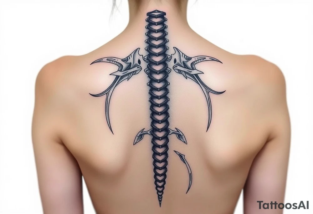 Spinal futuristic, full length tattoo idea