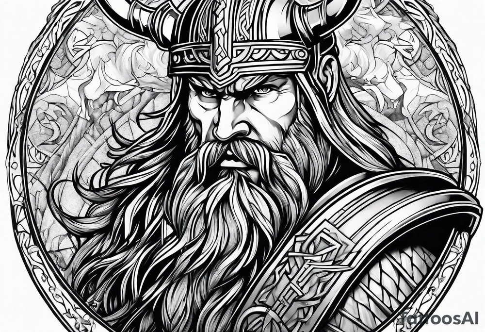 Viking Thor fighting tattoo idea