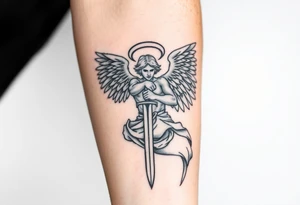 Powerful archangel with a sword, holy, archangel michael tattoo idea