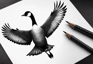 canadian goose preparing to fly tattoo idea