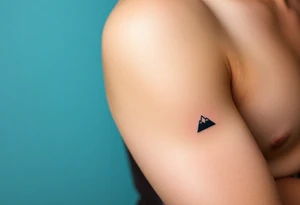 A pair of minimalist black and blue mountain peaks, one tattooed on the one´s forearm and the matching smaller version on the cother tattoo idea