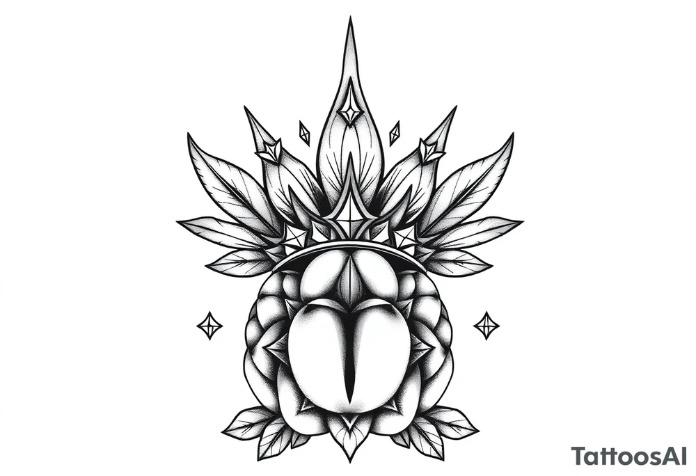 Majestic crown pineapple ,peach vagina,star anus ,diamonds tattoo idea