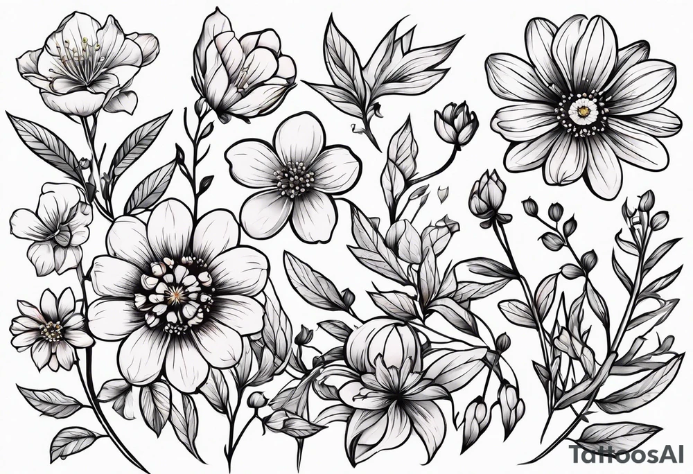 small wildflowers tattoo idea