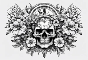 skull, lion, clock, flower, trident, anchor, tattoo idea