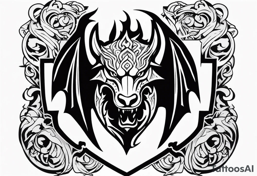 Valhalla shield dragon head tattoo idea