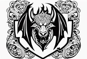Valhalla shield dragon head tattoo idea