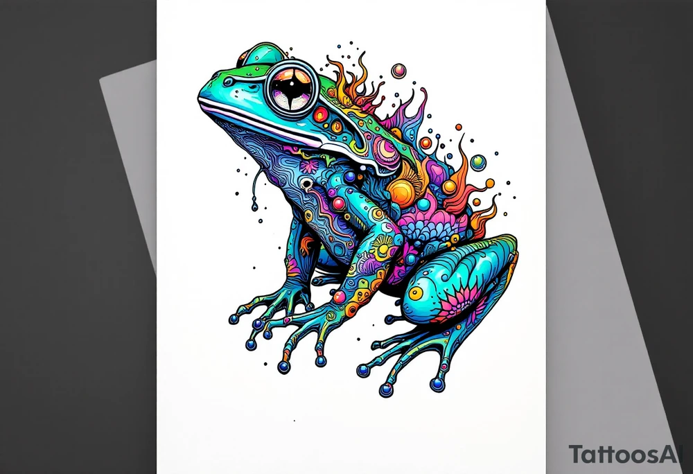a psychedelic frog tattoo idea