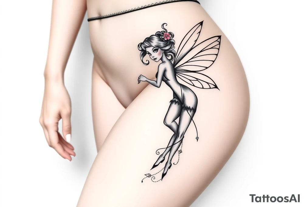 A sexy thick Pin up fairy  with  tattoos tattoo idea
