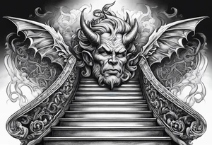 Devil laying on the stairway to heaven tattoo idea