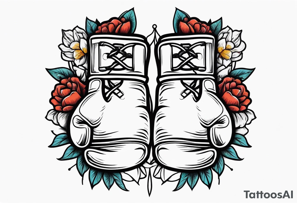 boxing gloves and flowers tattoo idea