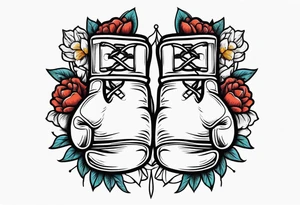 boxing gloves and flowers tattoo idea