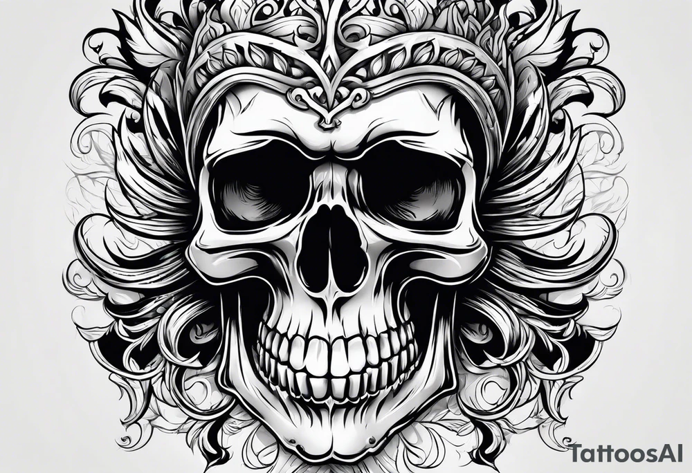 Skull with flames tattoo idea