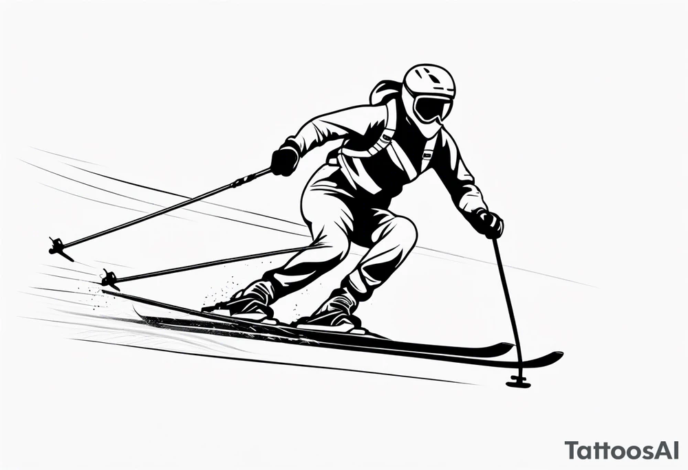 Skier in motion, single line tattoo idea