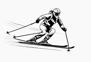 Skier in motion, single line tattoo idea