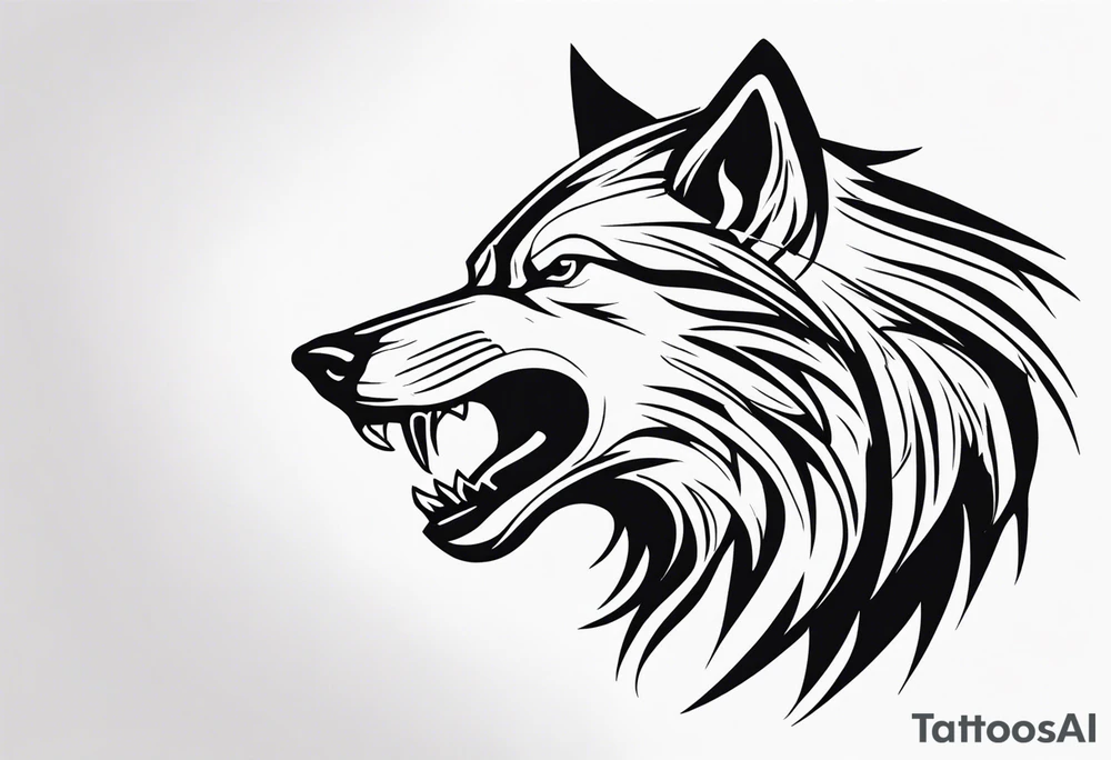 Roaring wolf tattoo idea