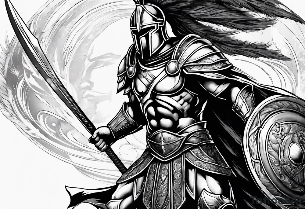 Spartan Warrior battle scene tattoo idea