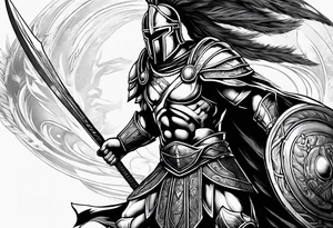 Spartan Warrior battle scene tattoo idea
